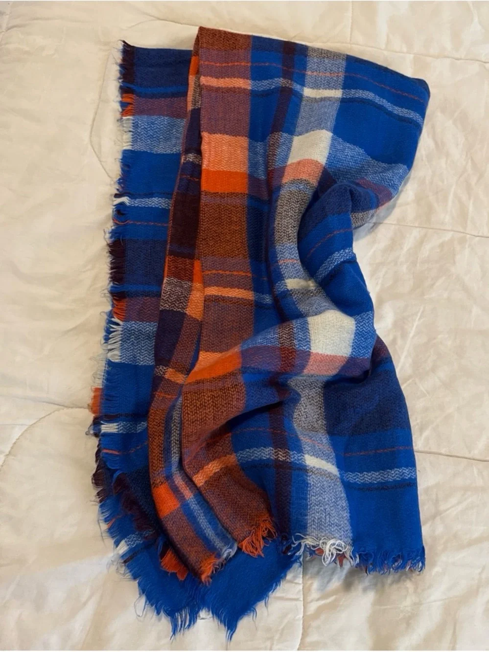 Zara Blue and Orange Plaid Throw